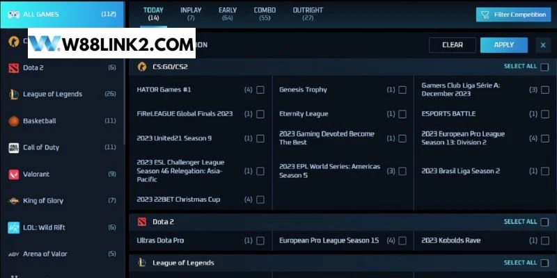 Có rất nhiều thể thức cược thể thao Esport dành cho hội viên tham khảo. 